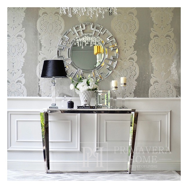 Silver glamor console with marble top RALPH 