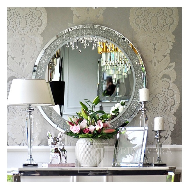 A diamond round mirror in the galmour style PAOLA SILVER 