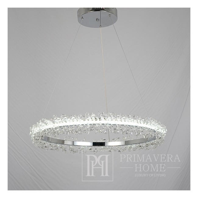 Glamouröse LED-Kristall-Deckenleuchte rund, Ring, Kronleuchter, modernes Silber BRINA LICHT