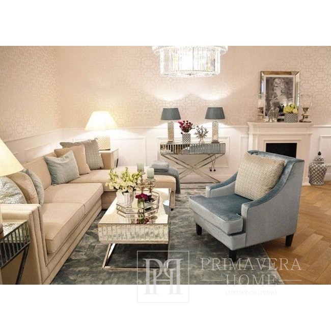 NERO Modern glamour grey black upholstered corner sofa with a sleeping function 