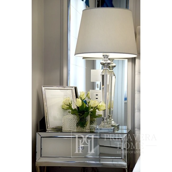 Mirror bedside table CHICAGO MINI, glass, silver steel OUTLET