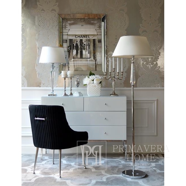 The glamor chest of drawers FRANCO glass super white silver OUTLET 