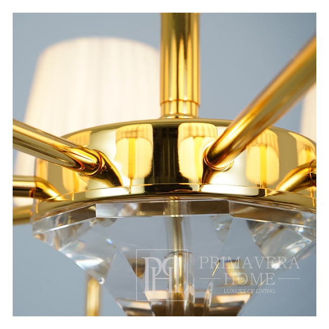 Żyrandol glamour ANGELO 80 cm nowojorski, lampa sufitowa klasyczna z białymi abażurami do salonu OŚWIETLENIE