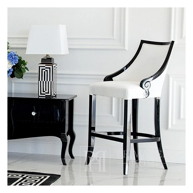 Upholstered stool CARLOTTA glamor oak, black, white