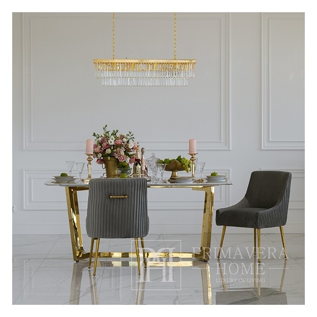 Glamour stiliaus minkšta kėdė svetainės valgomajam, moderni su pilkai auksiniu PALOMA durų beldimu 