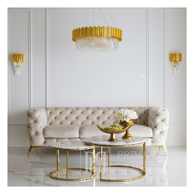 Glamor chandelier EMPIRE 80cm luxurious crystal round hanging lamp, gold Lighting