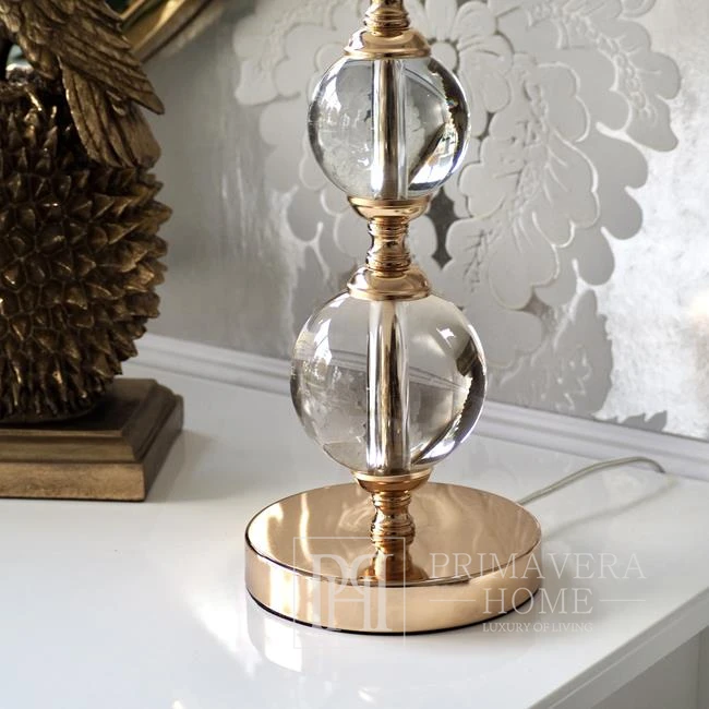 Table lamp TRIO metal with crystal balls gold