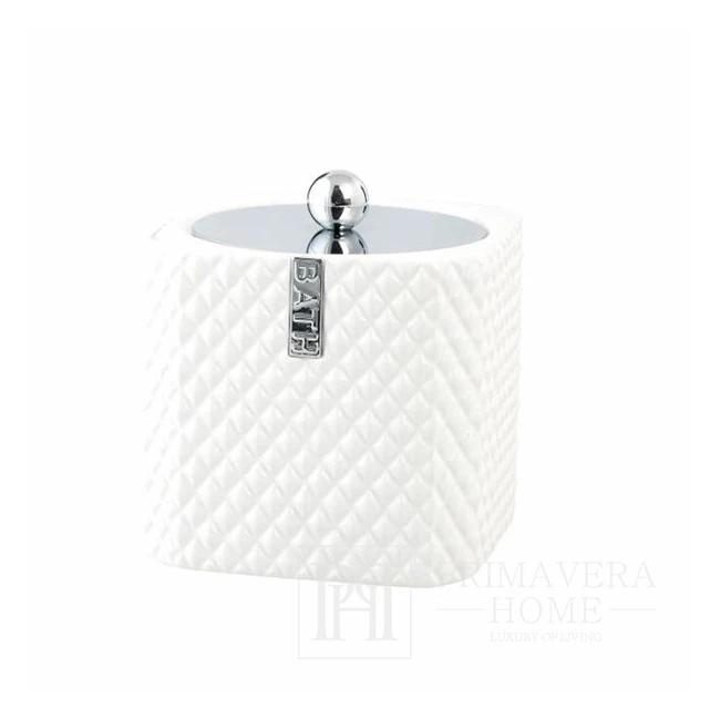 Ceramic bathroom container for white and silver swabs Lene Bjerre