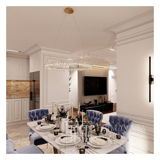 Glamorous LED crystal ceiling lamp round, ring, chandelier, modern silver BRINA Lighting