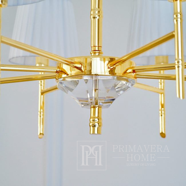 Ceiling lamp modern chandelier glamor, hamptons style crystal gold 8 arms ANGELO M Lighting