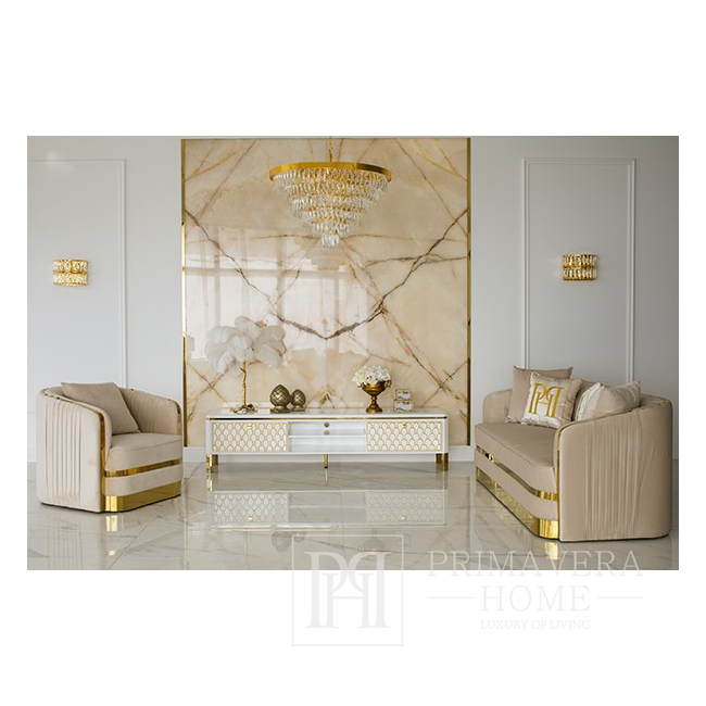 Stilingas glamūrinis minkštas fotelis  aukso smėlio spalvos 90x85x79 MADONNA 