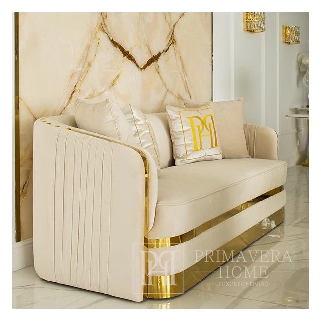 MADONNA modern glamour beige gold New York upholstered sofa for the living room, 210x80x77 [CLONE]