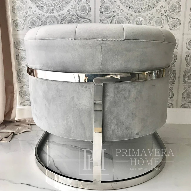 Stylish armchair Bent silver glamour for living room and dining room grey
