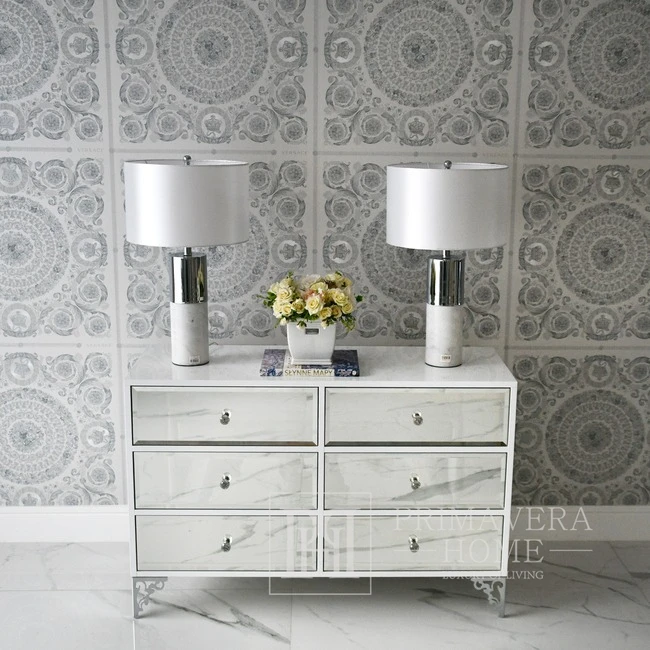 Luxurious wooden chest of drawers, for the living room, for the bedroom, glamor, classic, wooden, lacquered silver VENICE