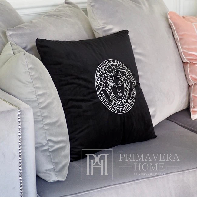 Decorative black velvet pillow with logo Medusa [CLONE]