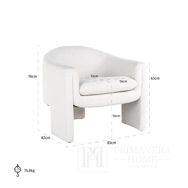 Designer armchair, modern, white, glamor GIANNA