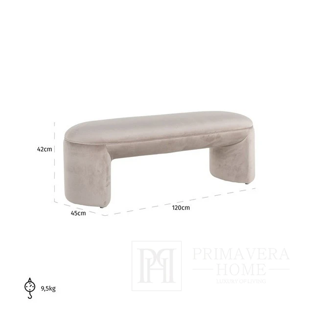 Exclusive upholstered bench, pouf, for the bedroom, for the living room, modern, beige BALI