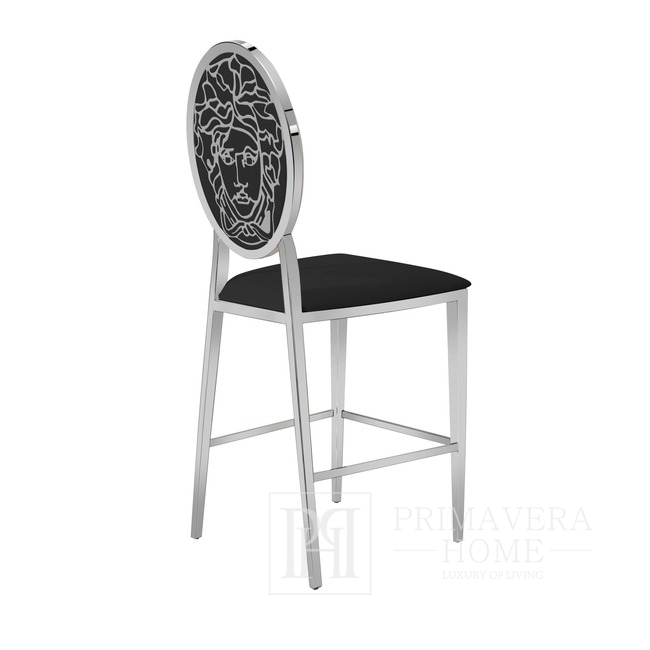 Prabangi baro kėdė, salos kėdė, moderni, žavinga, juoda, sidabrinė Medūza 