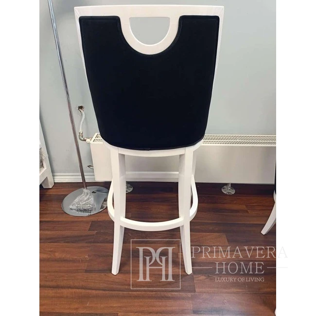 Upholstered stool REGINA glamor beech, black, white OUTLET