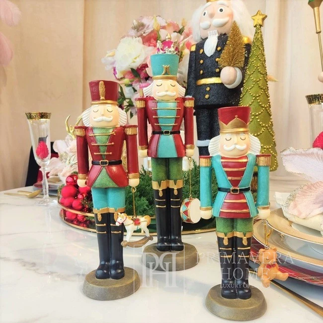 Nutcracker in turquoise shorts, 24.5 cm, with a horse