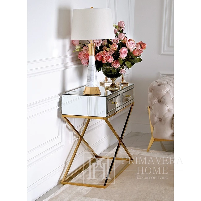 Mirror console CHICAGO GOLD glamor steel gold OUTLET