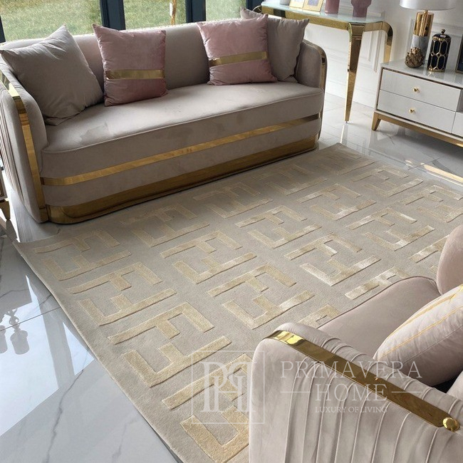 Moderner, glamouröser Teppich für das Wohnzimmer, Designer, FASHION BEIGE 