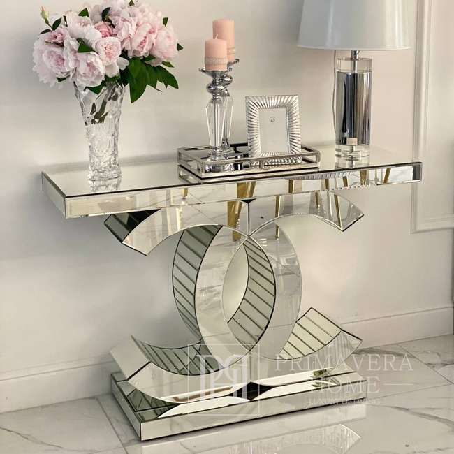 Silver glamor mirror console for the living room, for the hall COCO 