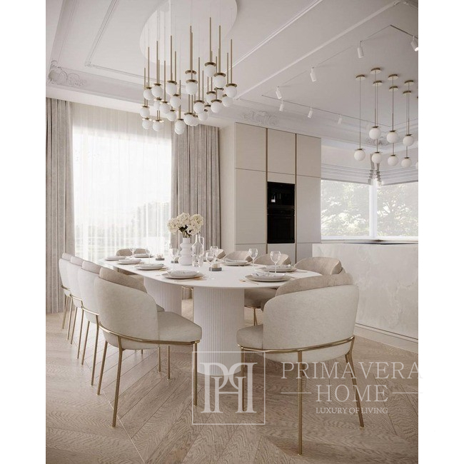 Glamorous dining table, extendable, art deco, wooden, varnished, designer OVALE 
