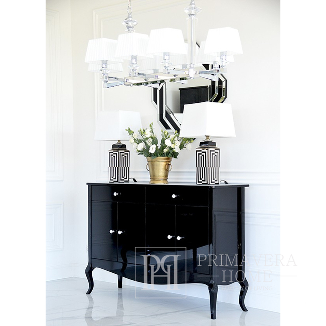 Chest of drawers, black glossy , bent legs ELENA GLAMOR OUTLET 