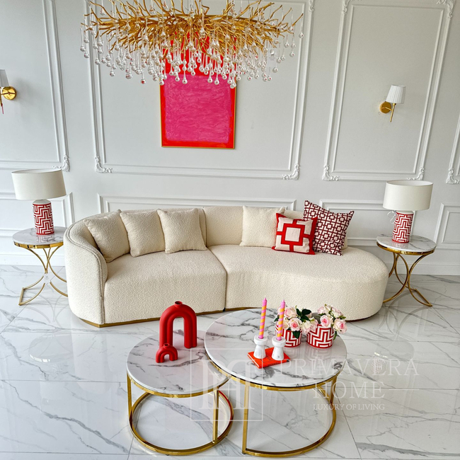 Designer corner sofa, semicircular, modern, beige, gold corner sofa 280cm MIAMI 